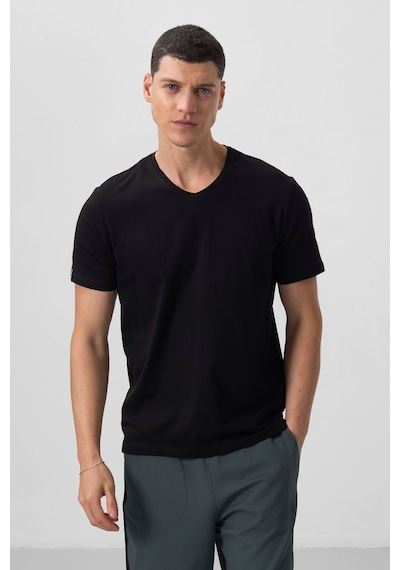 Tommylife Standart Fit Basic V Yaka 2li Paket Siyah-lacivert Erkek T-shirt - 87912 Siyah-Lacivert