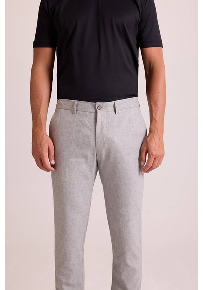 Ysf Erkek Gri Regular Fit Sivri Yaka Keten Takım Elbise Gri