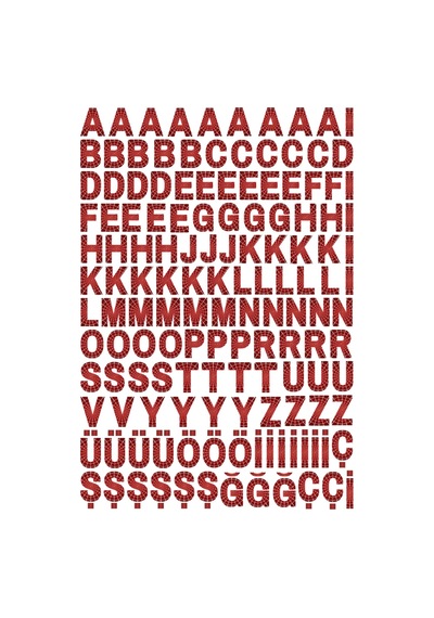 Kırmızı Alfabe Harfler Sticker Seti - Etiket Seti Sketchbook