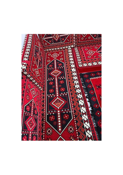 Sedir Deseni Şark Köşesi Takımı Yer Minderi Seti Sünger Dahil 9 Parça Çökmeyen Sünger Kırmızı