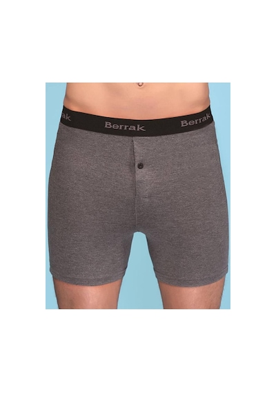 Berrak 4'lü 1059 Likralı Düğmeli Uzun Paçalı Boxer Füme