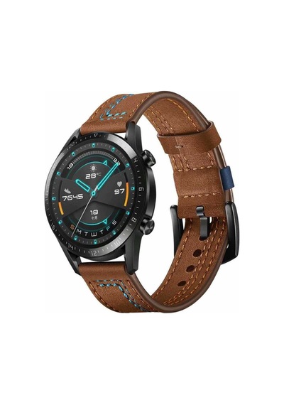 Galaxy Watch Uyumlu 46mm 22mm  Krd-19 Deri Kordon Yeşil