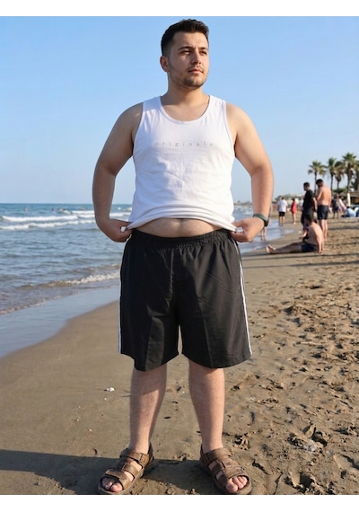 Gym Büyük Beden Erkek Deniz Şortu Siyah