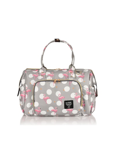 Lal Baby Baggage Bag Flamingo Gri Omuz Askılı Anne Bebek Bakım Çantası Gri