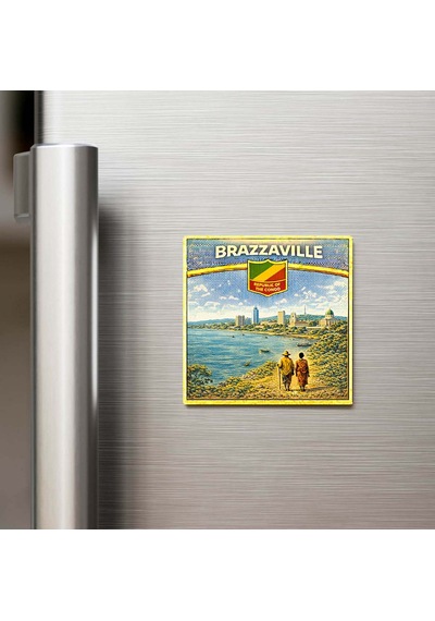 Retro Kongo Cumhuriyeti Brazzaville Şehri Temalı Vintage Buzdolap Magneti 9x9 Cm