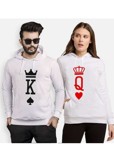 Tshirthane K Q King Queen Sevgili Kombinleri Kapüşonlu Kombini