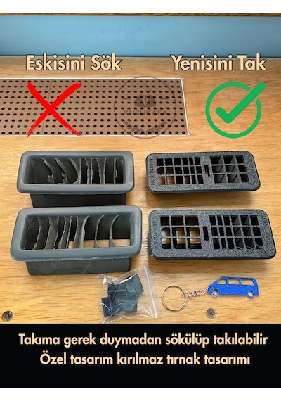 Kushkafa Vw Transporter T4 Ön Cam Buğu Izgarası Sağ Sol Takım Ön Cam Kalorifer Menfezi 701819071 / 701819072 Siyah