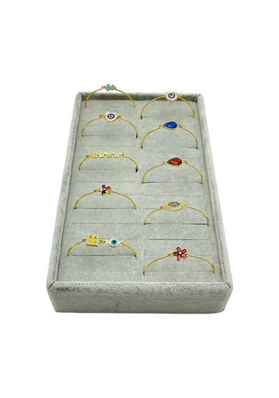 Takı Bileklik Bilezik Kelepçe Standı Gri Süet 15 X 25 Cm
