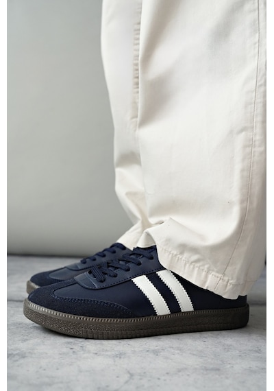 Muggo Gordon Unisex Ortopedik Günlük Garantili Bağcıklı Yürüyüş Koşu Sneaker Spor Ayakkabı Lacivert
