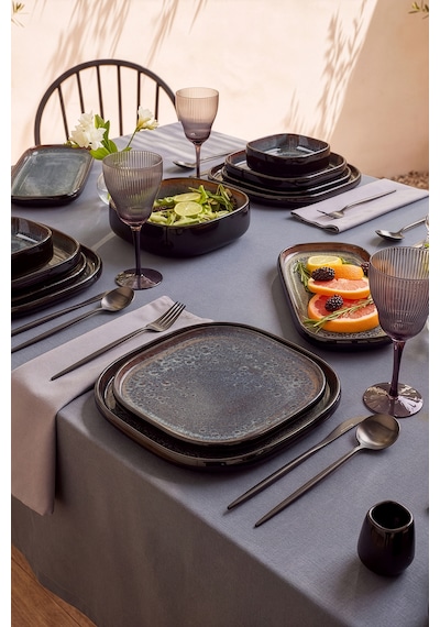 Karaca Earth Collection Asimetrik 55 Parça 12 Kişilik Yemek Takımı Siyah