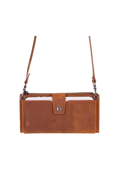 Blooming Bag Lozan Strap Saddle Heritage Gerçek Deri Çapraz Askılı Cüzdan Çanta kahverengi