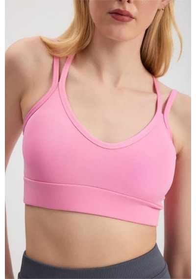 Sırt Çapraz Askılı Crop Bluz - S504568 Pembe