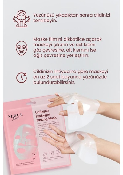 Seoulface Kolajen Hydrojel Şeffaflaşan Eriyen Maske 34 Gr 10 Adet
