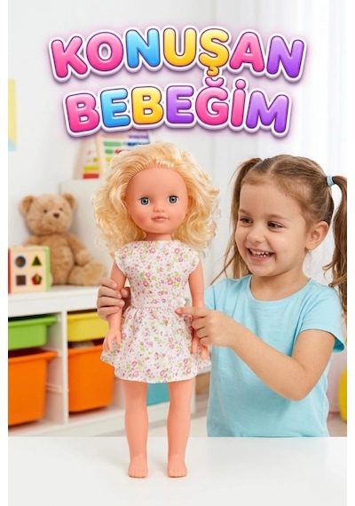 Alya Türkçe Konuşan Etkileşimli Eğitici Oyuncak Bebek 40 Cm Kafası Ve Kolları Et Bebek