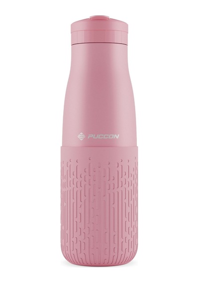Puccon Pipetli 500 Ml Pembe Paslanmaz Çelik Matara/suluk - Silikon Gövde Yağmur - 50015