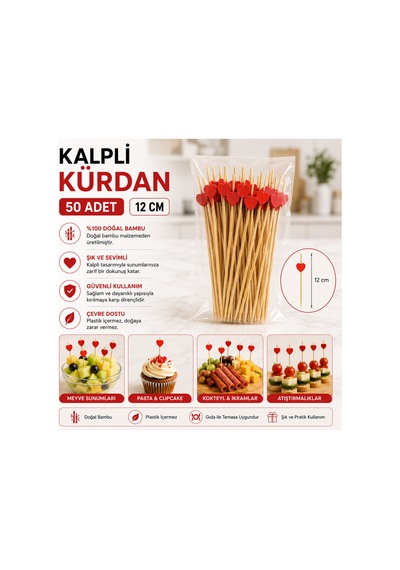 Kalpli Bambu Kürdan 12 Cm 50 Adet - 913919292