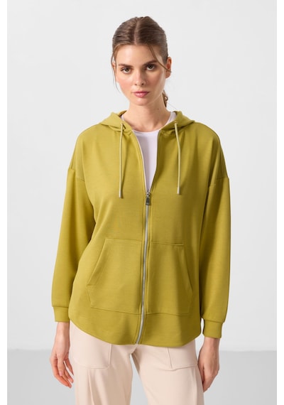 Tommylıfe Koyu Hardal Yumuşak Dokulu Kapüşonlu Oversize Kadın Tunik Sweatshirt - 97302