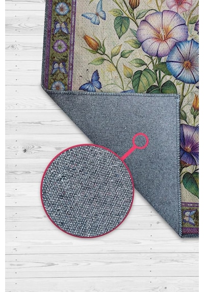 Homshtag Art Deco Gündüz Sefası Vintage Halı Görünümlü Dijital Baskı Renkli Halı Rustik Çiçekli Halı Çok Renkli