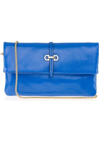 Bilik Deri Mavi Kırışık Rugan Deri Kadın Portföy & Clutch Çanta