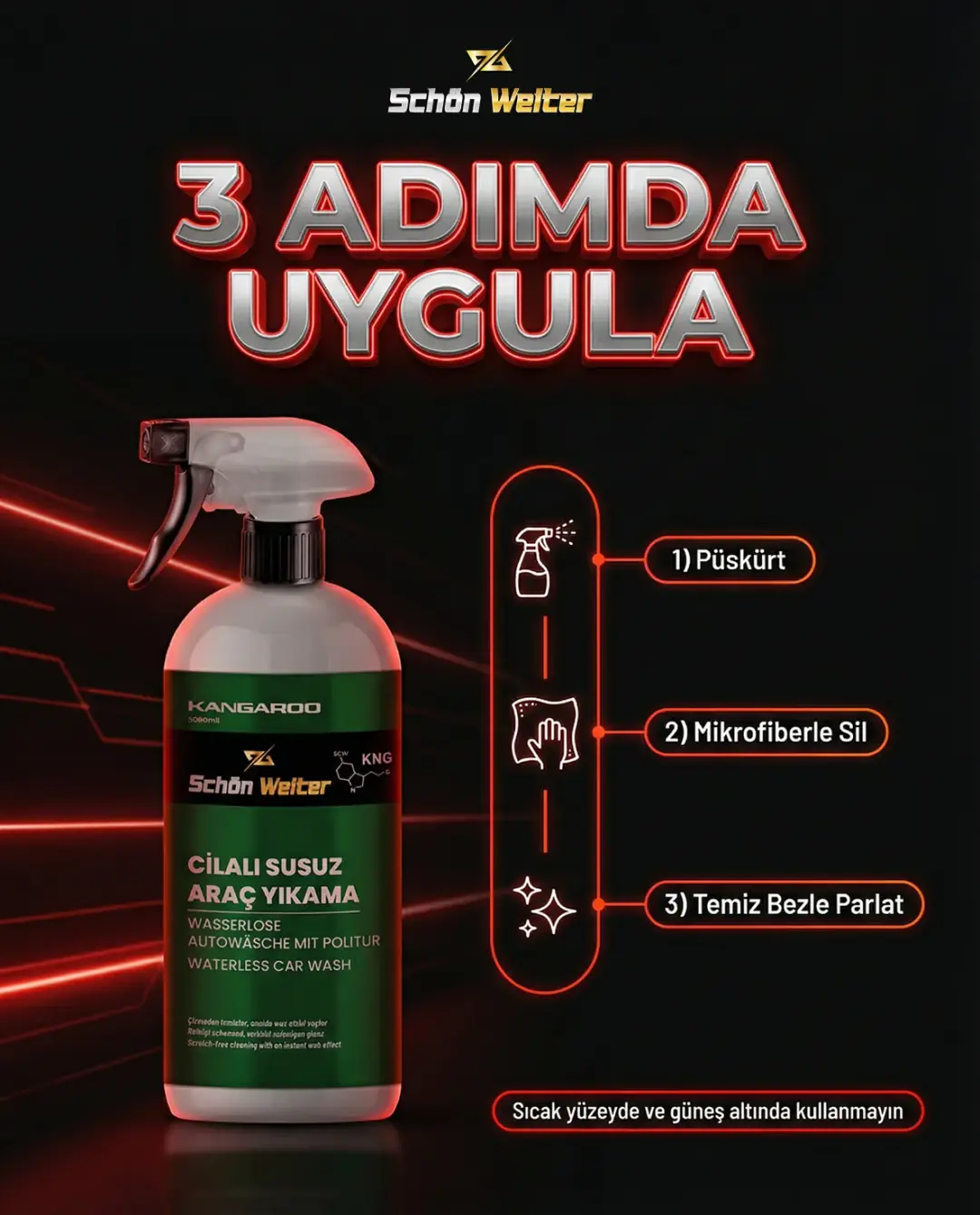 Araç Oto Cilalı Susuz Araç Yıkama Sprey 500ml