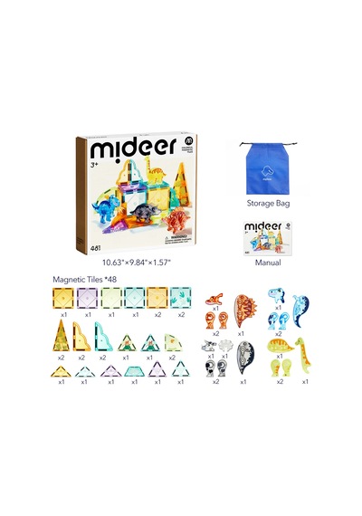 Mideer Renkli Magnetic Tiles - Jurassic Macerası