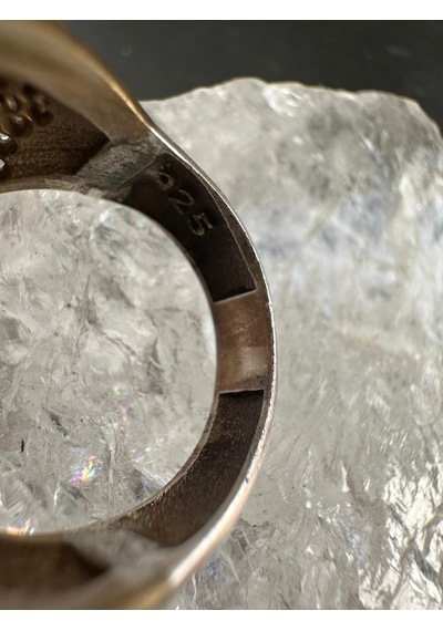 Otantik Zirkon Ve Yakut Taşlı Gümüş Yüzük 925 Ayar 15.88 Gram