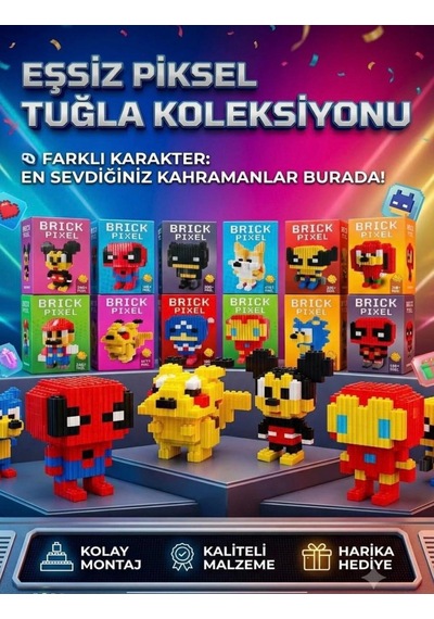 Bricks 20 Li Set Kutulu Mini Yapı Blokları 3d Karakter Figürleri Oyuncak Seti Yapboz Puzzle Karışık Model
