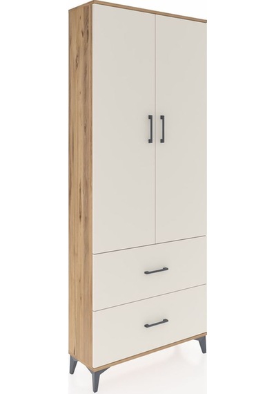 Arges Dolap 3 Raflı 2 Çekmeceli 2 Kapaklı 88x30x221 Çam-aytaşı Çam