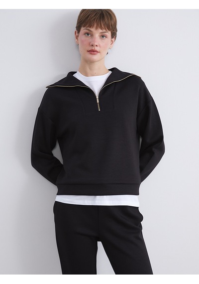 Lcw Vision Siyah Dik Yaka Kadın Sweatshirt