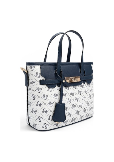Silver & Polo Silver Polo Beyaz - Lacivert Monogram Kadın El Çantası Sp1185