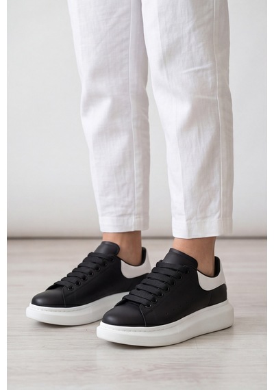 Liaquenn - Rahat Ve Hafif Yüksek Tabanlı Yürüyüş Günlük Spor Giy Çık Unisex Siyah-beyaz Sneaker ... Siyah Beyaz