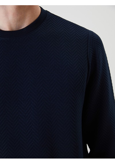 Lcw Vision Lacivert Bisiklet Yaka Uzun Kollu Erkek Sweatshirt