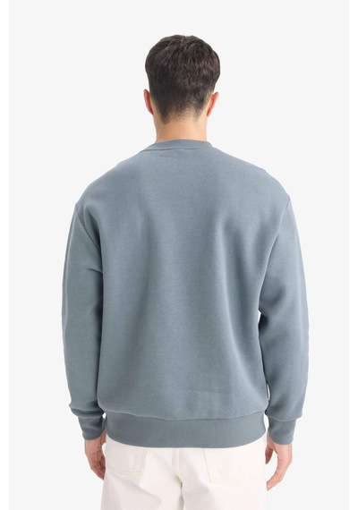 Defacto Relax Fit Bisiklet Yaka Kalın İçi Yumuşak Tüylü Basic Düz Sweatshirt T5139az25augn846 Yeşil
