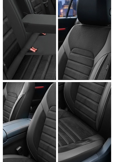 Alcantara Serisi Lüks Üniversal Oto Koltuk Kılıfı - 5 Kotuk Tam Set Siyah