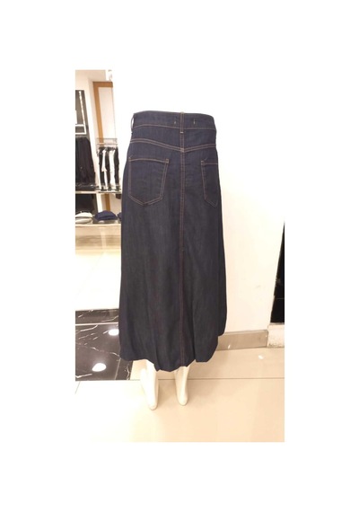Dilvin Kadın Altı Büzgülü Uzun Denim Balon Etek-10678 Lacivert