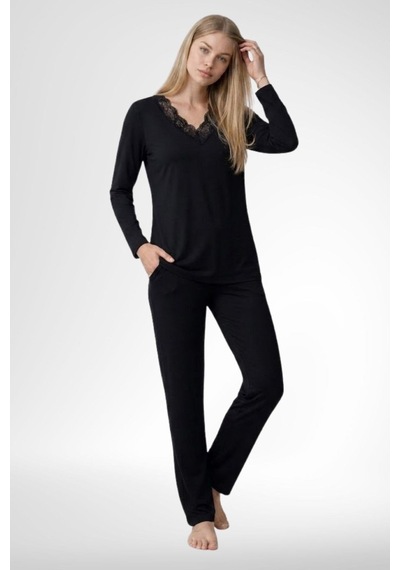 Mecit Pijama Mecit 6351 Siyah Kadın Pijama Takımı