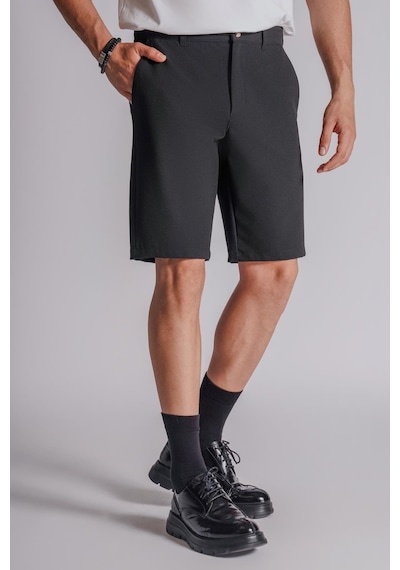 Braccas Erkek Yandan Cepli Klasik Bel Slim Fit Chino Şort Siyah Siyah