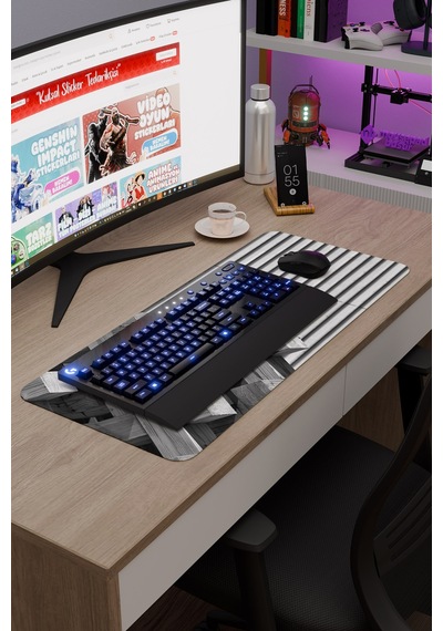 Brütalist Tarz Kaymaz Dikişli Kauçuk Oyuncu Mousepad V2 - 70x30 Xl Gaming Mouse Pad Fare Altlığı