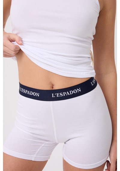 L'espadon Cotton Armour Nefes Alabilir Esnek Yumuşak Örme Pamuk Premium Kadın Uzun Şort-3298 Beyaz