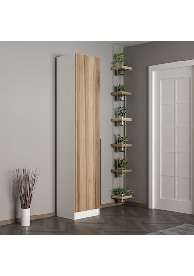 Minar Kale 210 Cm 1 Kapaklı 1b Raf Portmanto Beyaz Dore Plus