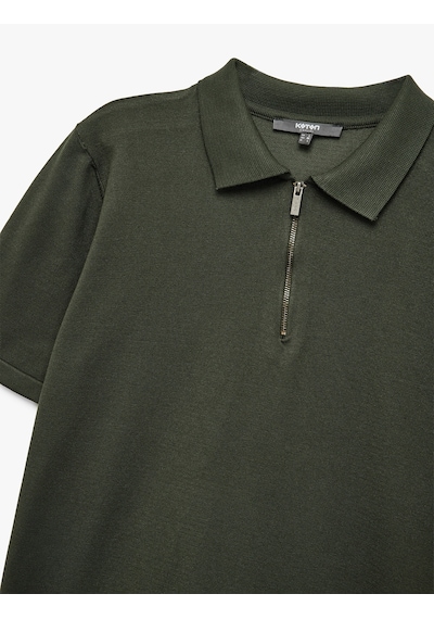 Koton Viskon Regular Fit Polo Yaka Yarım Fermuarlı Kısa Kollu Triko Tişört Haki 6wam70011ht Haki Koton Viskon Regular Fit Polo Yaka Yarım Fermuarlı Kısa Kollu Triko Tişört Haki 6wam70011ht Haki