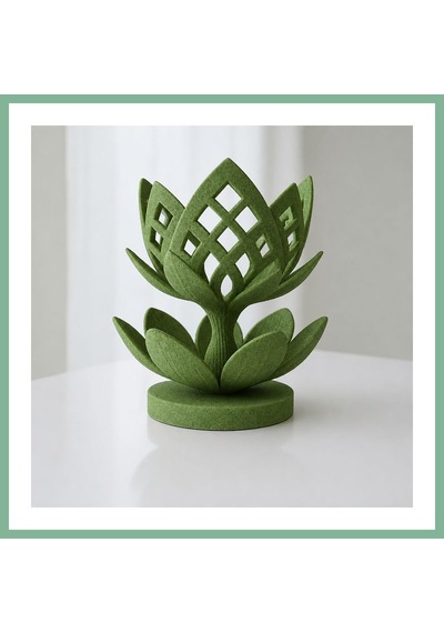 Bşkvirgo 3d Baskı Lotus Çiçeği Mumluk - Dekoratif Tealight Mumluk-yeşil Bsk2026