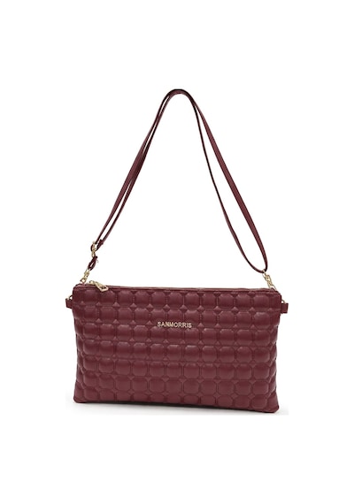 Sanmorris Kadın Suni Deri Ayarlanabilir Çapraz Ve El Askılı Portföy, Clutch Çanta Bordo
