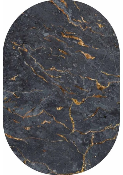 Füme Mermer Görünümlü Oval Banyo Klozet Paspas Seti Bs059n11