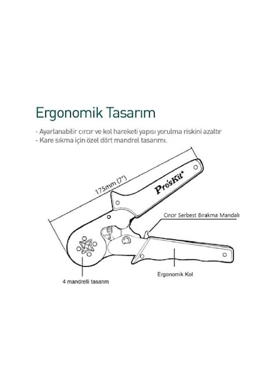 Proskit Cp-462g 4 Köşe Terminal Yüksük Sıkma Pensesi
