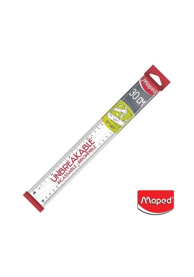 Maped Study Kırılmaz Cetvel Şeffaf 30cm Çok Renkli