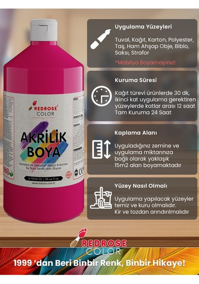 Red Rose Fuşya Akrilik Boya 1 KG