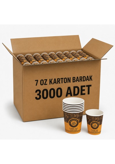 7 Oz Karton Bardak 3000 Adet Desenli Tek Kullanımlık Kahve Bardağı