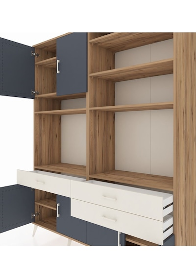 Hyperion Gardrop 10 Raflı 3 Çekmeceli 8 Kapaklı 176x44x221 Çam-antrasit/aytaşı Antrasit/aytaşı Hyperion Gardrop 10 Raflı 3 Çekmeceli 8 Kapaklı 176x44x221 Çam-antrasit/aytaşı Antrasit/aytaşı