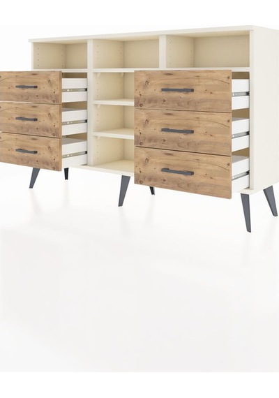 Arges Konsol 5 Raflı 6 Çekmeceli 132x30x83 Aytaşı-aytaşı/çam Aytaşı/çam
